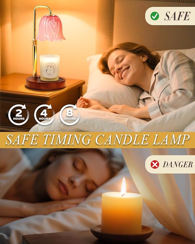 Flower Candle Warmer Lamp with Timer Dimmable, Candle Warming Light Height Adjustable, Christmas Gifts for Women, Candles Warmer Light for Jar Candles, House Warming Gifts New Home Decor