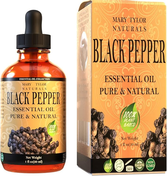 Black Pepper Essential Oil (1 oz), Premium Therapeutic Grade, 100% Pure and Natural, Perfect for Aromatherapy, Diffuser, DIY by Mary Tylor Naturals