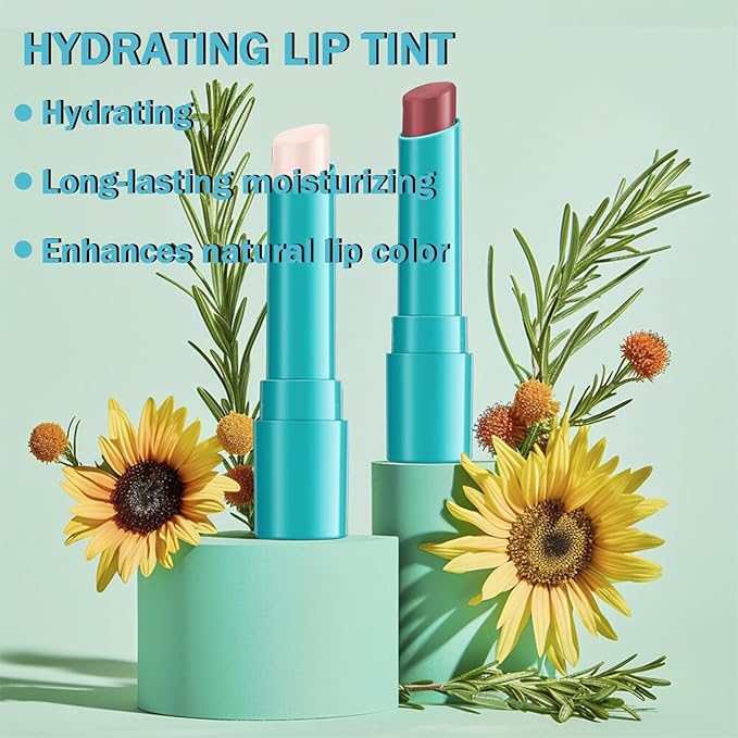 Lip Tint Hydrating, Moisturizing Lip Oil Balm, Long Lasting Waterproof Lip Gloss Non-Stick Cup Lipstick Set, Natural Ingredients Strong Moisturizing Lipstick (Clear Shimmer)