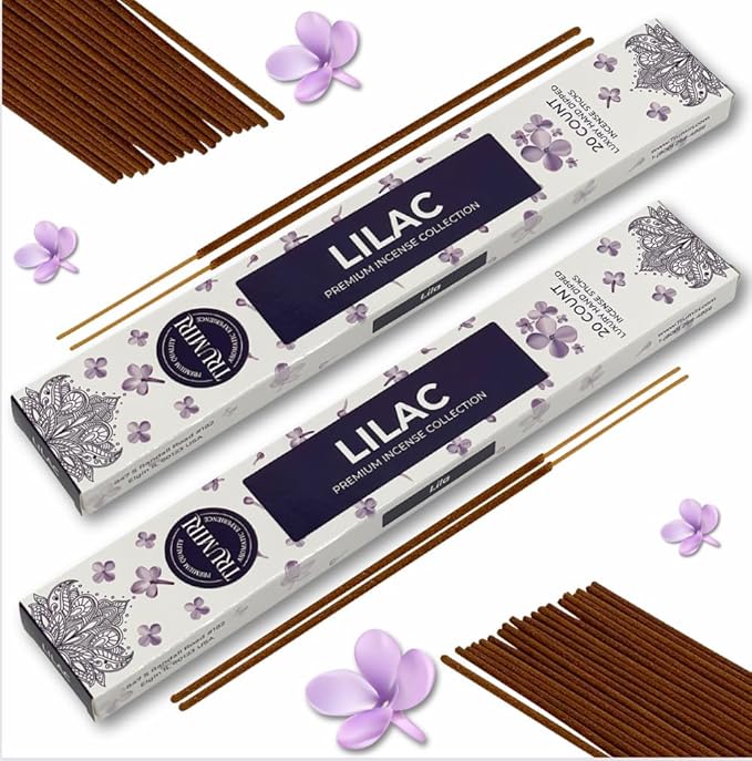 Lilac Incense Sticks - Total 120 Insence-Sticks - 6 Packs of 20 Insense - Inciensos - Inscents - Natural Non Toxic Ingredients - Incents - Incence - Inscense - Insents
