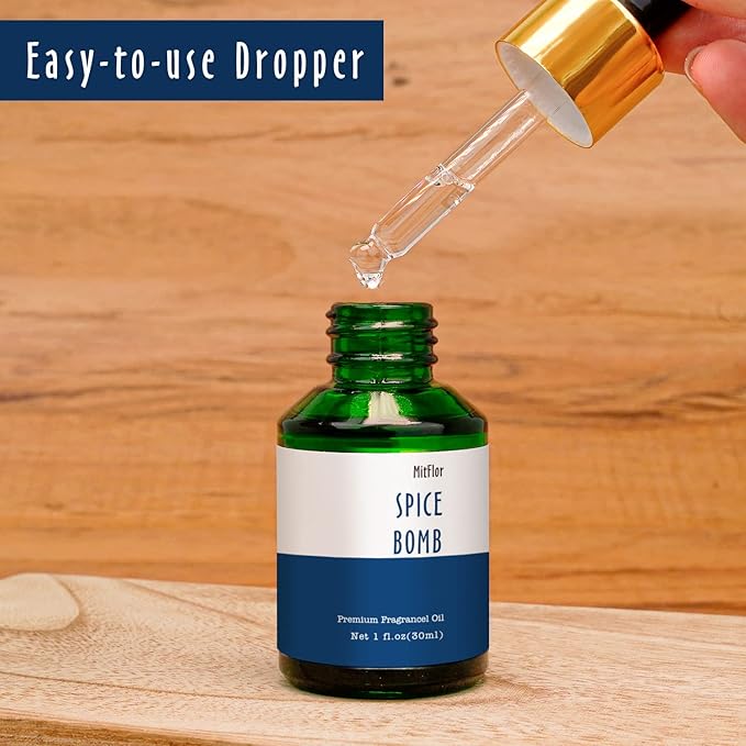 Spice Bomb Fragrance Oil, MitFlor Single Scented Oil, 30ml Premium Grade Fragrance Oil for Soap & Candle Making, Large Size Aromatherapy Essential Oil, Warm Spicy Scent for Home Fragrance