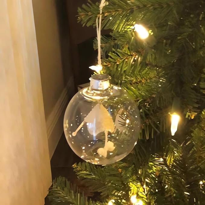 Knitting Ornament - Handmade Knit Gift for Knitters, Acrylic Christmas & Halloween Tree Decoration, Perfect Yarn Lover Gift, Unique Gifts for Crafters, Handmade Holiday Decor Ornaments (White)