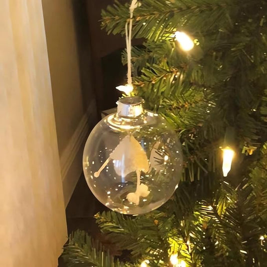 Knitting Ornament - Handmade Knit Gift for Knitters, Acrylic Christmas & Halloween Tree Decoration, Perfect Yarn Lover Gift, Unique Gifts for Crafters, Handmade Holiday Decor Ornaments (White)