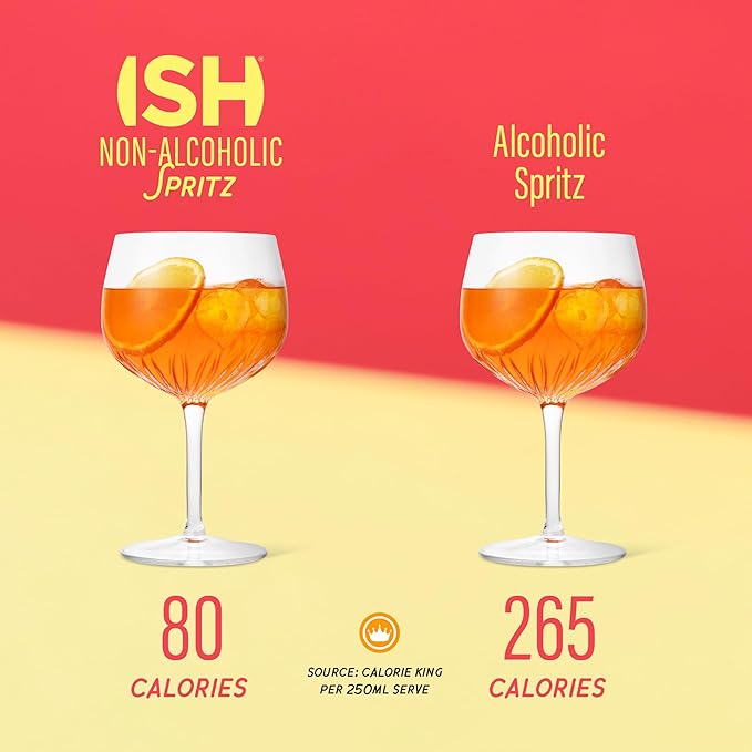 ISH Spritz, Non Alcoholic Aperol Canned Cocktail, Award Winning Non-Alcoholic Spirits, Gluten Free, Zero Proof Orange Bitters, Mocktail Drinks, Ready to Drink Cans, Mocktails for Party, 4 Pack