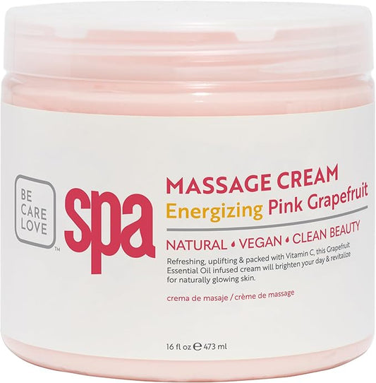 BCL SPA Massage Cream - Body Lotion & Body Cream with Organic Pink Grapefruit, Shea Butter, Aloe Vera, Vitamin E, Argan, and Almond Oils - Nourish & Revitalize skin. Home/Professional use 16 fl oz