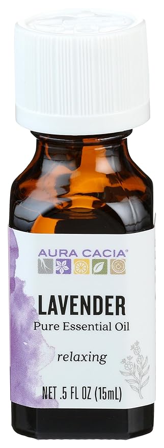 Aura Cacia 100% Pure Lavender Essential Oil GC/MS Tested for Purity 15 ml (0.5 fl. oz.) Lavandula angustifolia