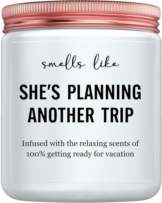 Best Travel Gifts for Women, Funny Gift for People Who Like Travel Hiking - Unique International Traveler Planner Vacation Retirement Present Candle