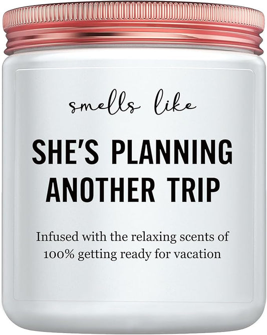 Best Travel Gifts for Women, Funny Gift for People Who Like Travel Hiking - Unique International Traveler Planner Vacation Retirement Present Candle