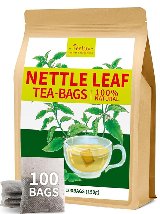 TeeLux Nettle Leaf Tea Bags, Nettle Herbal Tea, Natural Stinging Nettle Tea, Caffeine Free, Mild & Smooth taste, 100 Count
