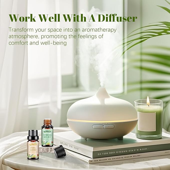 Essential Oils Blend Set,Essential Oils for Diffusers for Home,Stress Relief, Sweet Dream,Deep Breathe,Relax, Air Freshening,Aromatherapy Gifts for Women,DIY Candle Making,Humidifiers, Massage(6x10ml)