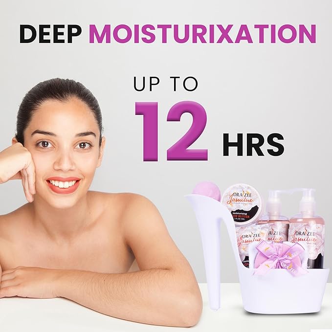 Luxury Spa Gifts for Women – 8 Pc Jasmine Scented Bath and Body Set with Bubble Bath, Lotion & More – Luxury Self Care Kit for Wife, Mom, Girlfriend, Birthday Gifts for Women by Draizee
