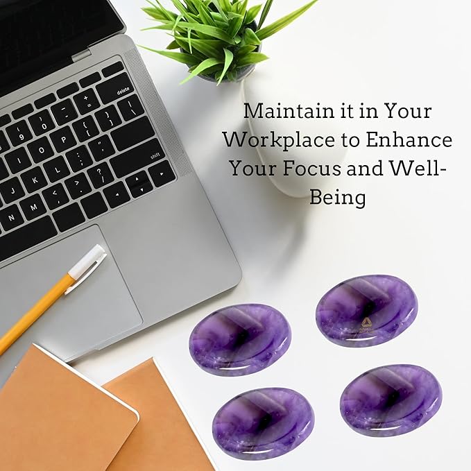 Amethyst Worry Stones – Crystal Thumb Worry Stone for Anguish, Stress – Relaxing and Soothing Balance Stones for Meditation, Stress Relief – Healing Stones and Crystals for Men and Women