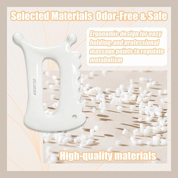 Gua Sha Facial Tools, Guasha Tool for Face - 6-in-1 Ceramic Massager for Jaw Lifting, Puffiness Relief, Facial Contouring and Relaxing Body Massage Gift