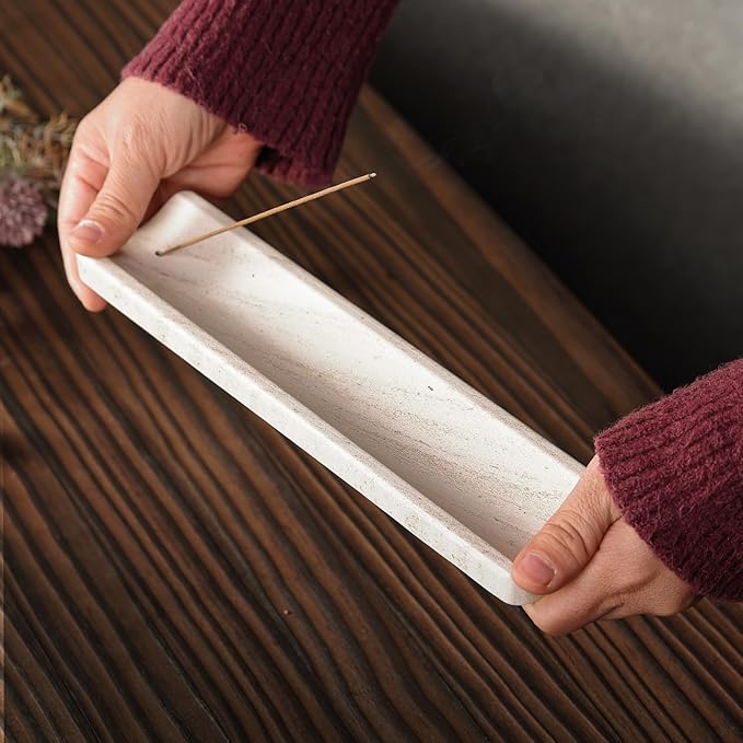 Koville Marble Incense Holder, Incense Holder for Sticks, Incense Sticks Holder Ash Catcher for Meditation Yoga SPA, Natural Stone Incense Burner, Home Table Decor