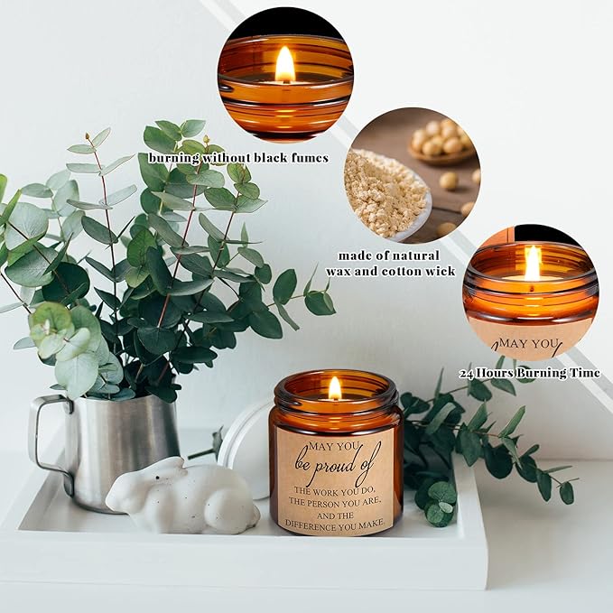 Fumete 10 Pcs Jars Scented Soy Candles 3.5 oz May You Be Proud of The Difference Candles Team Thank You Gifts for Employee Appreciation Gifts Coworker Vet Tech Nurse Teachers(Amber,Proud)