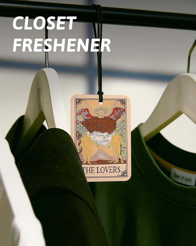 Boho Retro Tarot Card Car Air Freshener 4 Pcs, the Star Sun Moon Lovers Hanging Air Freshener for Cars Closet Drawer Books, Tarot Lovers Gifts Car Accessories Mirror Decor for Women