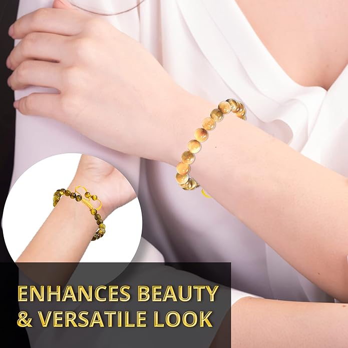 Energy Protection Crystal Handmade Adjustable Bead Bracelet Perfect for Men, Women’s Gift - Gemstone Healing Stretch Bracelet Pulsera Para Hombre Mujer Stocking Stuffer