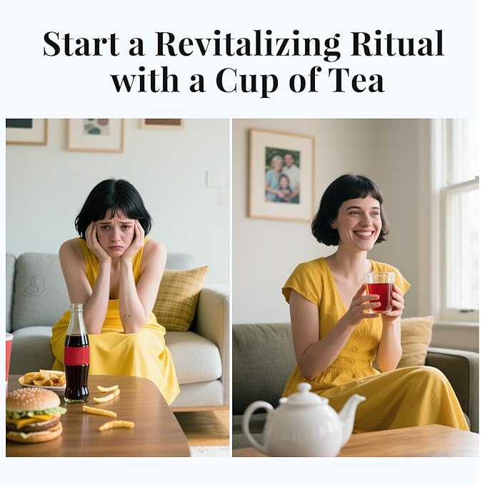 Ginseng Tea Bags - Natural Energy Boost Herbal Tea with Goji Berry & Red Dates, Kidney Tea for Mental Focus, Caffeine F-ree Morning Teas, 10 Counts Starch Bag Gift Box