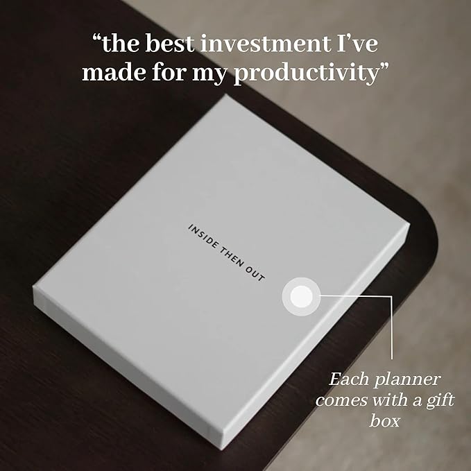 INSIDE THEN OUT 2023 Daily Focus Planner - 6 Month Undated Planner for Productivity, Goal Setting, Intention - Monthly, Weekly, Daily Task Pages - Simple & Minimalistic - Motivation Gift for Women Men