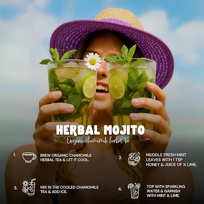 Life Plus Style Gourmet The Secret Garden Organic Chamomile Herbal Tea Bags Calming Caffeine-Free Tea for Sleep & Relaxation Supports Digestion & Stress Relief Non GMO Gluten Free Eco-Friendly