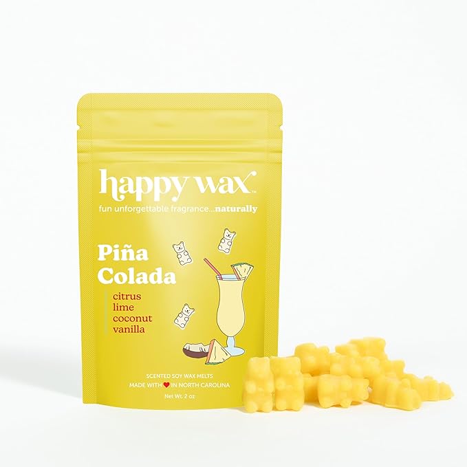 Happy Wax Pina Colada Scented Wax Melts - Natural Strong Summer Scented Wax Melts Infused with Essential Oils - Non Toxic Wax Melt for Warmers - 8 oz Pouch