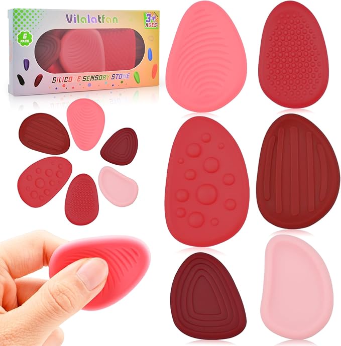 Fidget Toys Sensory Stones for Kids and Adults,6 PCS Texture Worry Stone for Anxiety Autism Teen Calm Down & ADHD Stress Relief,Quiet Fidgets for Classroom Small Prizes Gifts for Travel Toy