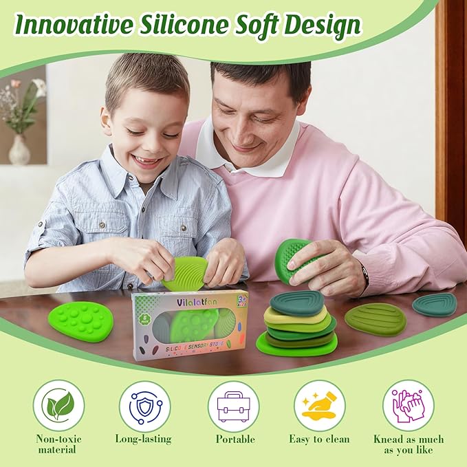 Fidget Toys Sensory Stones for Kids and Adults,6 PCS Texture Worry Stone for Anxiety Autism Teen Calm Down & ADHD Stress Relief,Quiet Fidgets for Classroom Small Prizes Gifts for Travel Toy