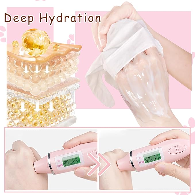 Hand Masks, 6 Pairs Hydrating Exfoliating Hand Peeling Mask, Smooth Hand Masks Moisturizing Gloves Overnight for Dry, Rough, Cracked Hands, Hand Skin Moisturizer Glove for Women Men（F