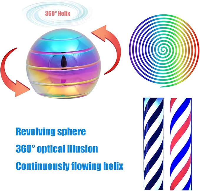 Desk Toys for Fidget Kinetic Cool-Gadgets: 180 Seconds Spinning Toy, Cool-Stuff Thing for Adult Teen Children Kid, Optical-Illusion Stress-Relief Gifts Ball for Man Women Home Office School Christmas