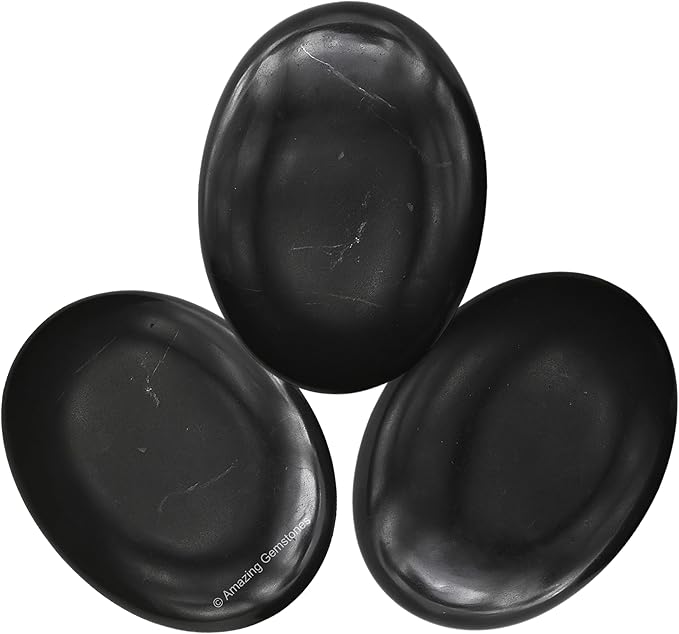 Amazing Gemstone Shungite Crystals and Healing Stones - Large Palm Stone Crystals Piedra - Crystal for Good Luck, Balanced Positive Energy, Meditation - Unique Stocking Stuffers and Birthday Gifts