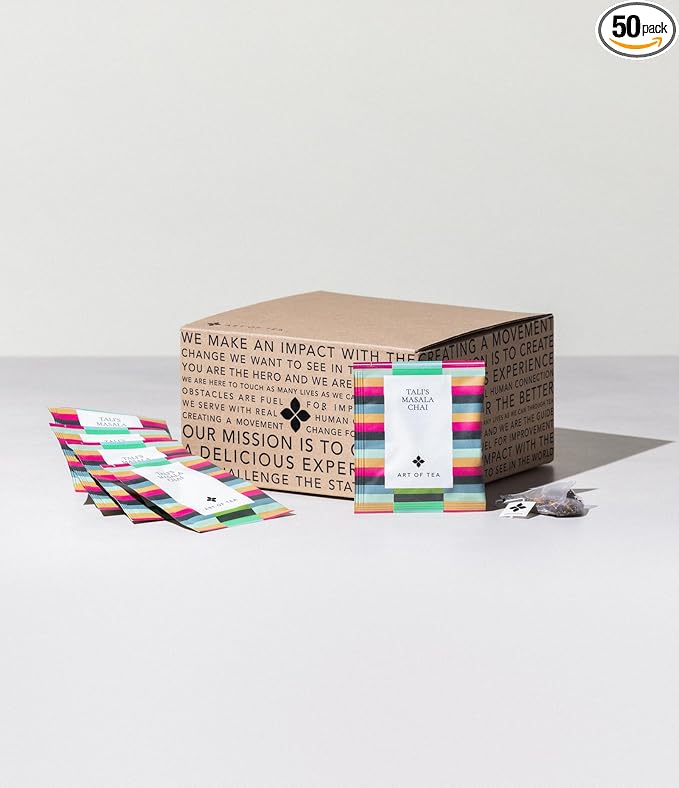 Art of Tea | Talis Masala Chai | 50 Eco Friendly Pyramid Chai Tea Bags Sachet