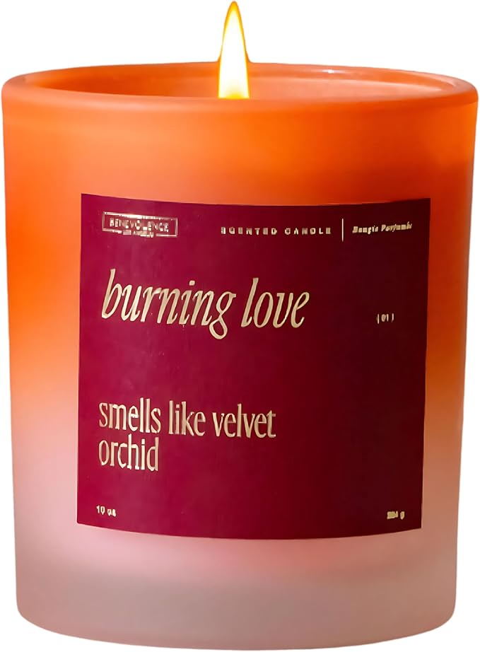 Benevolence LA Burning Love Scented Candles | 10 oz, 40-50 Hour Burn, Love Candle for Women | Romantic Gifts for Women and Men | Gift for Husband, Wife, Girlfriend | Spring Candles - Velvet Orchid