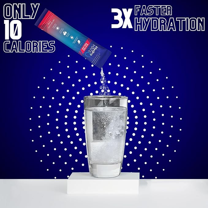 HydroMATE Electrolytes Powder Drink Mix Packets Hydration Accelerator Low Sugar Rapid Party Relief Recovery Vitamin C Plus Caffeine Watermelon 16 Count