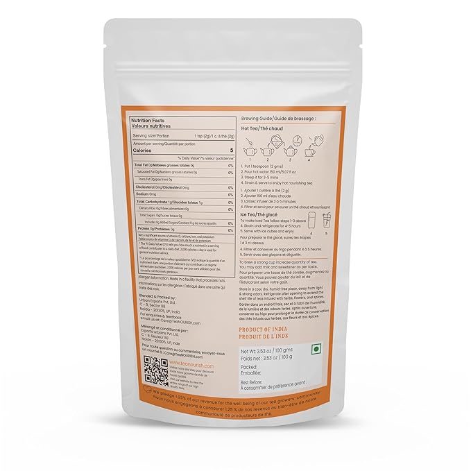 TeaNOURISH Turmeric Mint Tulsi Herbal Tea | Indian Superfoods | Blend of Turmeric, Tulsi & Peppermint | Immune Support | 100% NATURAL INGREDIENTS - 3.53oz/100g