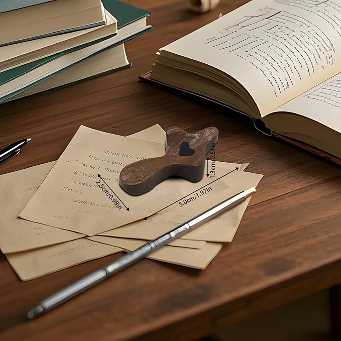 Atlodas Cross My Heart, Encouragement Gift, Relieve Anxiety Comfort for Clutching, Clinging and Praying, Pocket Olive Wood Cross Religious Gift for Children and Adults (A, 8Pcs)