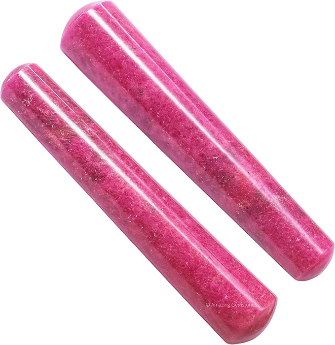Amazing Gemstone Rhodonite Crystal Wand Massage Stick - Pelvic Wand Gua Sha for Adults - Crystals and Healing Stones Massage Wands for Adults Gifts (Smooth)