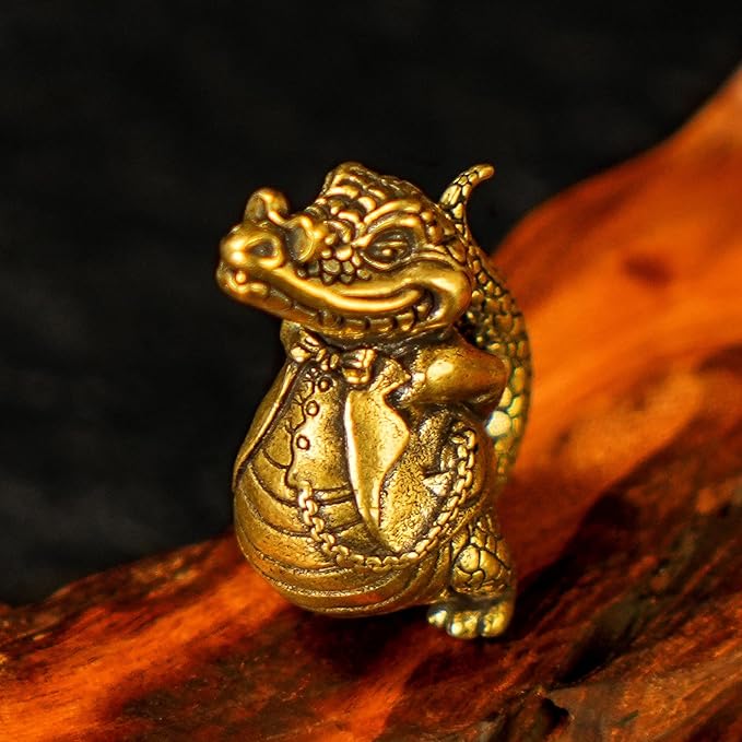 Crocodile Tycoon Brass Statue - 100% Solid Handcast Swagger Pose Figurine, Motivational Gift for Ambitious Professionals, Unique Animal Sculpture for Success & Wealth