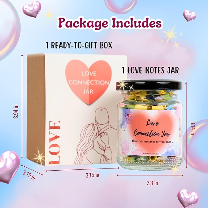 90 PCS Love Notes Jar, Long Distance Relationship Gifts, Gifts for Him, Couples Gifts, Gifts for Boyfriend Girlfriend Wife Husband, Gifts for Men, I Love U