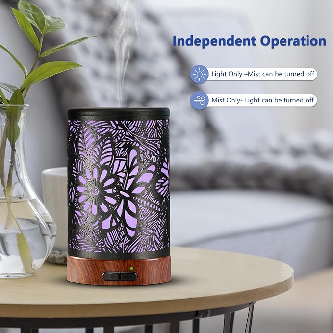 Essential Oil Diffuser Aromatherapy Diffuser - Metal Aroma Diffuser for Home 150ml Ultrasonic Cool Mist Diffuser with 7 Colors Light Waterless Auto-Off for Home Office Decor & Gift (Dragonfly)