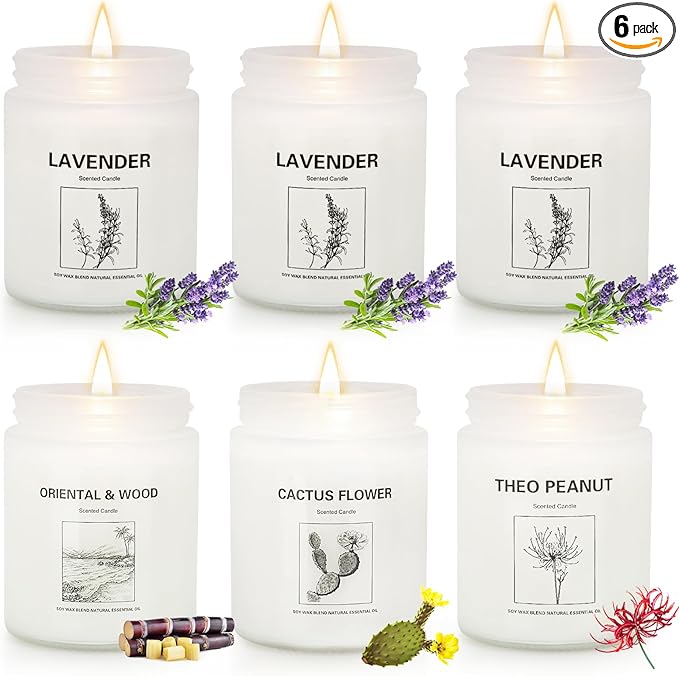 LOSNYA Scented Candles Set, 6 Pack 42OZ Aromatherapy Candle Gifts for Women, Lavender Candles, Natural Soy Wax Long Lasting Candle Gifts for Birthday Mother's Thanksgiving Day