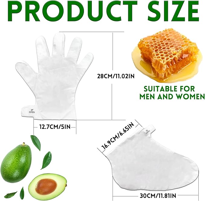 Elitzia Foot Mask Hand Mask Avocado Honey Almond Extract Hydrating 10 Packs Gloves Socks Masks Moisturizing Repairing Nourishing Masks Spa Women Dry Cracked Skin Self Care ETMM03