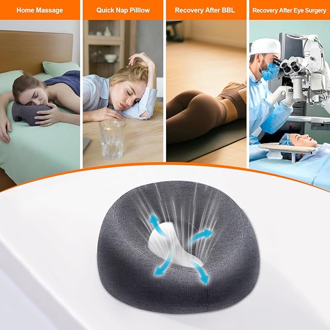 Face Down Pillow Massage Headrest for Bed Prone Down Sleeping,Pillow for Stomach Sleeper,BBL Pillow After Surgery,Face Cradle,Post Eye Surgery Recovery,Beach Tanning