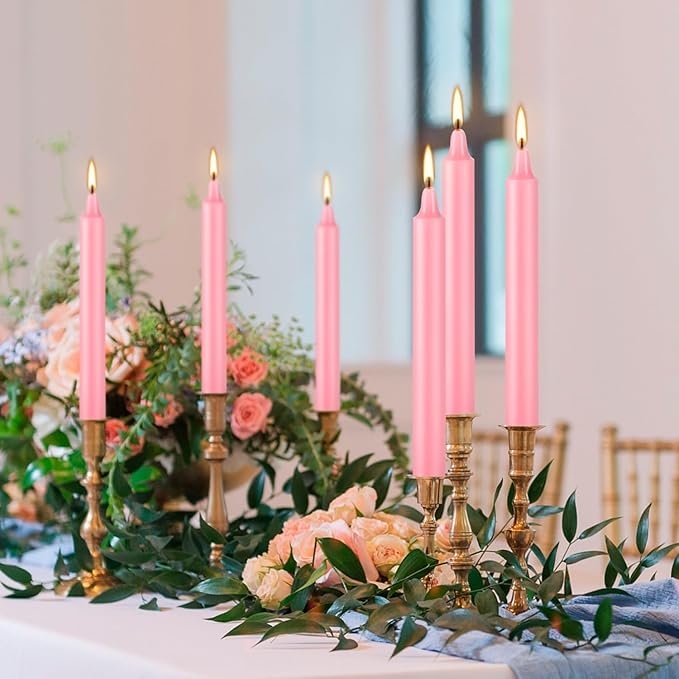 Set of 40 Pink Candles – Spell Chime Candles for Valentine's Day,Wedding,Rituals, Prayer, Birthdays, Meditation, Altar -0.5X4 Inch Tall, Unscented (Pink)