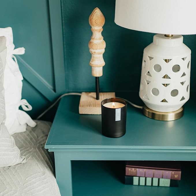 Calyan Wax Co. Soy Wax Candle, Cedar + Tobacco Scented Candle, 75 Hour Burn Time, Aromatherapy Soy Candles, Non Toxic & Vegan Soy Wax, Black Tumbler Scented Candles, 13oz