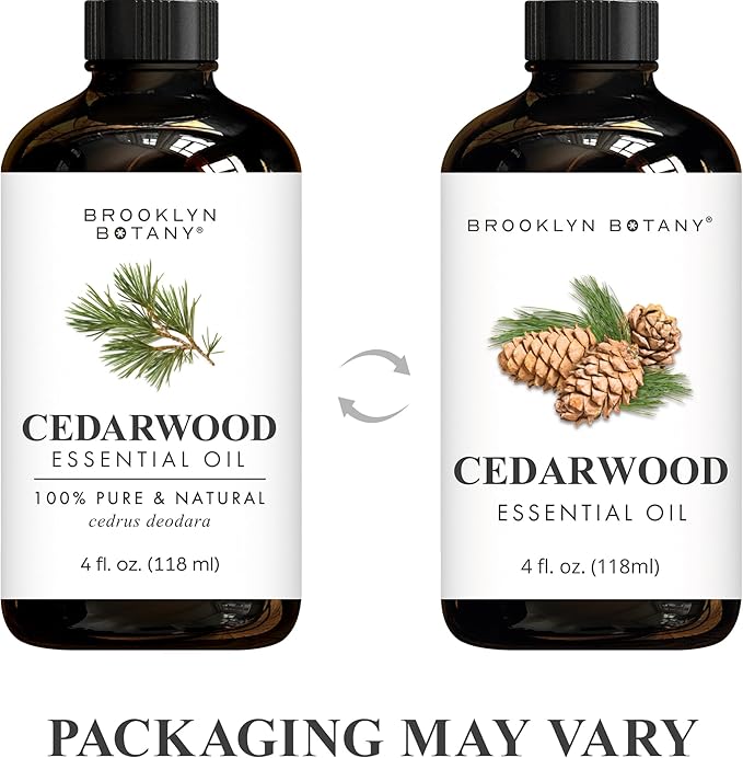 Brooklyn Botany Cedarwood Essential Oil - Huge 4 Fl Oz - 100% Pure and Natural - Premium Grade with Dropper - for Aromatherapy and Diffuser