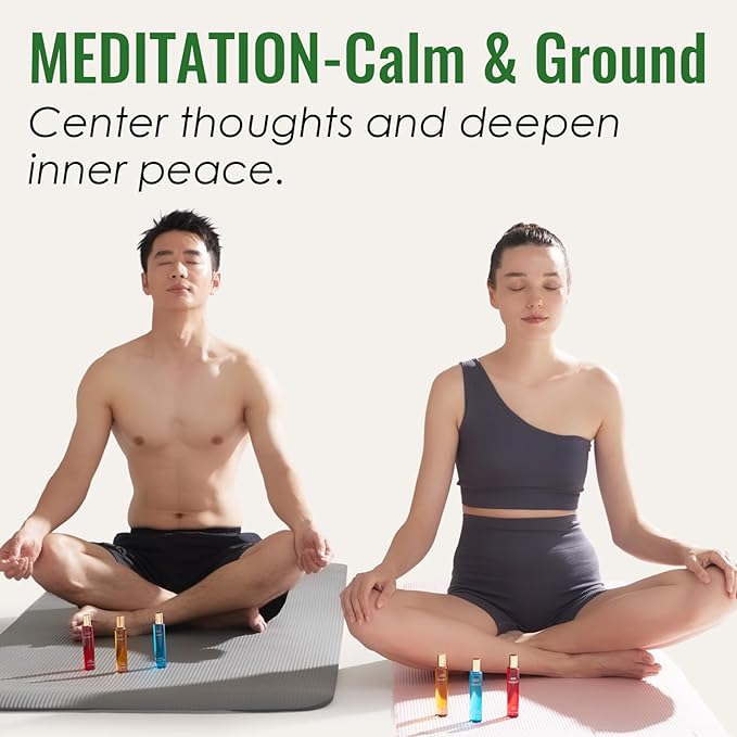 MATRUM Five Element Essential Oil Roll-On Set – 100% Pure Aromatherapy Blend for Stress Relief, Anxiety Ease, Relaxation & Sleep Support, Circulation & Balance, Self-Care Gift, 2.5 Fl Oz