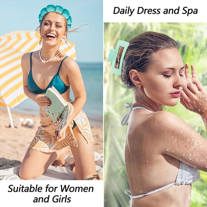 VELSCRUN Spa Headband, Makeup Face Wash Skincare Headbands, 5 Pcs Green Colorful Sponge Bow Tie Get Ready HairBand Facial Wristband Hair Clips Set, Stuff for Teen Girls Women Trendy Hair Accessories