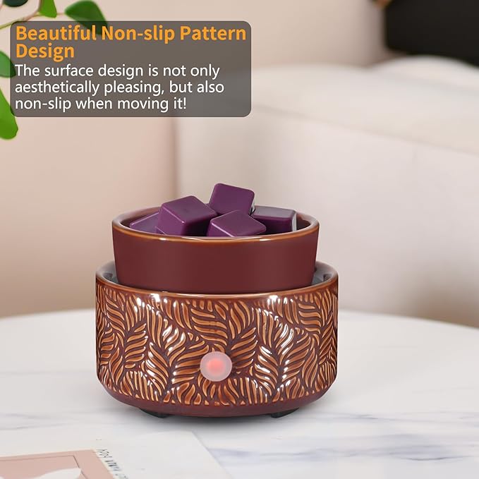 Electric Wax Melt Warmer 4-in-1 Candle Warmer for Scented Wax Melter Cute Ceramic Fragrance Wax Burner for Home Office Bedroom Deco Gift for Women Purple-red