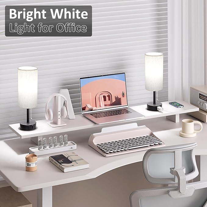 Fenmzee Bedside Table Lamps Set of 2-3 Color Temperatures Pull Chain Lamp with AC Outlet Charging Port, Small Round Night Stand Lamps for Bedroom Guest Room Office, Bed Side Light with E26 LED Bulbs