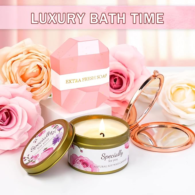 Birthday Gifts for Women Friendship Self Care Package Gifts for Women Get Well Soon Gift Baskets Relaxing Blanket Gifts Box for Sister Mom Wife Friend Her Fantasy Box (Pink)